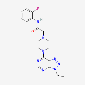 molecular formula C18H21FN8O B3402564 2-(4-(3-ethyl-3H-[1,2,3]triazolo[4,5-d]pyrimidin-7-yl)piperazin-1-yl)-N-(2-fluorophenyl)acetamide CAS No. 1058456-80-6