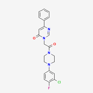 3-(2-(4-(3-chloro-4-fluorophenyl)piperazin-1-yl)-2-oxoethyl)-6-phenylpyrimidin-4(3H)-one