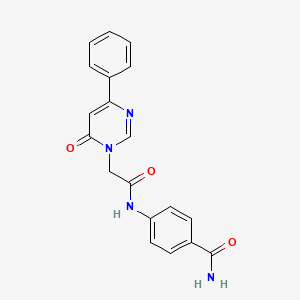 molecular formula C19H16N4O3 B3402600 4-(2-(6-oxo-4-phenylpyrimidin-1(6H)-yl)acetamido)benzamide CAS No. 1058485-09-8