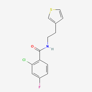 molecular formula C13H11ClFNOS B3402606 2-chloro-4-fluoro-N-(2-(thiophen-3-yl)ethyl)benzamide CAS No. 1058491-87-4