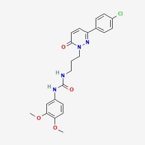 molecular formula C22H23ClN4O4 B3402607 1-(3-(3-(4-chlorophenyl)-6-oxopyridazin-1(6H)-yl)propyl)-3-(3,4-dimethoxyphenyl)urea CAS No. 1058498-81-9