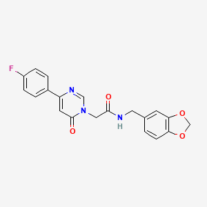 molecular formula C20H16FN3O4 B3402613 N-(benzo[d][1,3]dioxol-5-ylmethyl)-2-(4-(4-fluorophenyl)-6-oxopyrimidin-1(6H)-yl)acetamide CAS No. 1058500-76-7