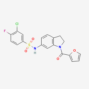 3-chloro-4-fluoro-N-(1-(furan-2-carbonyl)indolin-6-yl)benzenesulfonamide