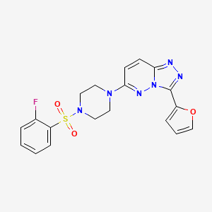 molecular formula C19H17FN6O3S B3402741 1-(2-Fluorobenzenesulfonyl)-4-[3-(furan-2-yl)-[1,2,4]triazolo[4,3-b]pyridazin-6-yl]piperazine CAS No. 1060226-89-2