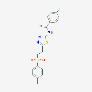 molecular formula C19H19N3O3S2 B340287 4-methyl-N-(5-{2-[(4-methylphenyl)sulfonyl]ethyl}-1,3,4-thiadiazol-2-yl)benzamide 