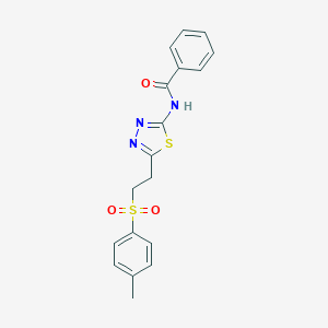 molecular formula C18H17N3O3S2 B340289 N-(5-{2-[(4-methylphenyl)sulfonyl]ethyl}-1,3,4-thiadiazol-2-yl)benzamide 