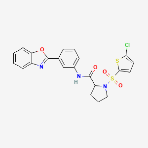 molecular formula C22H18ClN3O4S2 B3402938 N-(3-(benzo[d]oxazol-2-yl)phenyl)-1-((5-chlorothiophen-2-yl)sulfonyl)pyrrolidine-2-carboxamide CAS No. 1098644-71-3
