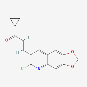 molecular formula C16H12ClNO3 B3402949 (E)-3-(6-chloro-[1,3]dioxolo[4,5-g]quinolin-7-yl)-1-cyclopropylprop-2-en-1-one CAS No. 1099950-70-5