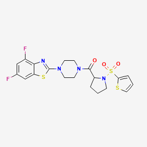 molecular formula C20H20F2N4O3S3 B3402955 (4-(4,6-Difluorobenzo[d]thiazol-2-yl)piperazin-1-yl)(1-(thiophen-2-ylsulfonyl)pyrrolidin-2-yl)methanone CAS No. 1100785-24-7