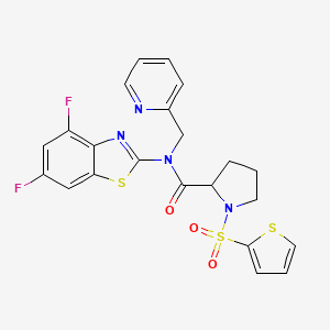molecular formula C22H18F2N4O3S3 B3402960 N-(4,6-difluorobenzo[d]thiazol-2-yl)-N-(pyridin-2-ylmethyl)-1-(thiophen-2-ylsulfonyl)pyrrolidine-2-carboxamide CAS No. 1101177-33-6