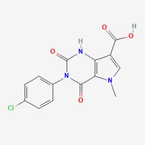 molecular formula C14H10ClN3O4 B3402989 3-(4-chlorophenyl)-5-methyl-2,4-dioxo-2,3,4,5-tetrahydro-1H-pyrrolo[3,2-d]pyrimidine-7-carboxylic acid CAS No. 1105191-12-5