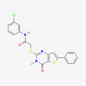 molecular formula C21H16ClN3O2S2 B3403008 4-(3-ethylphenyl)-7-fluoro-4H-1,4-benzothiazine-2-carbonitrile 1,1-dioxide CAS No. 1105199-99-2