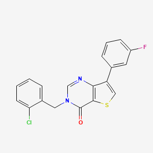molecular formula C19H12ClFN2OS B3403061 3-(2-chlorobenzyl)-7-(3-fluorophenyl)thieno[3,2-d]pyrimidin-4(3H)-one CAS No. 1105211-94-6