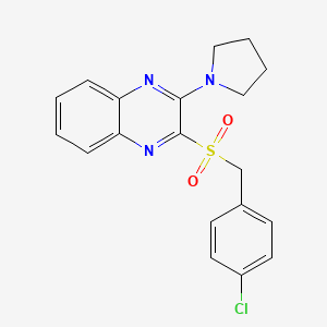 molecular formula C19H18ClN3O2S B3403069 2-[(4-Chlorobenzyl)sulfonyl]-3-pyrrolidin-1-ylquinoxaline CAS No. 1105213-57-7