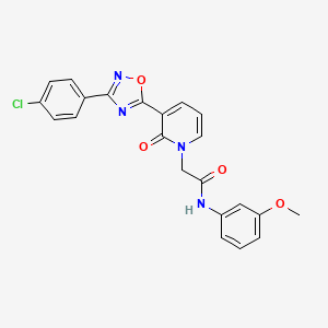 molecular formula C22H17ClN4O4 B3403081 2-(3-(3-(4-chlorophenyl)-1,2,4-oxadiazol-5-yl)-2-oxopyridin-1(2H)-yl)-N-(3-methoxyphenyl)acetamide CAS No. 1105214-72-9