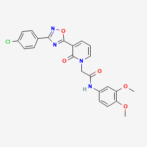 molecular formula C23H19ClN4O5 B3403092 2-(3-(3-(4-chlorophenyl)-1,2,4-oxadiazol-5-yl)-2-oxopyridin-1(2H)-yl)-N-(3,4-dimethoxyphenyl)acetamide CAS No. 1105215-03-9