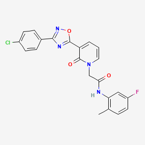 molecular formula C22H16ClFN4O3 B3403093 2-(3-(3-(4-chlorophenyl)-1,2,4-oxadiazol-5-yl)-2-oxopyridin-1(2H)-yl)-N-(5-fluoro-2-methylphenyl)acetamide CAS No. 1105215-23-3