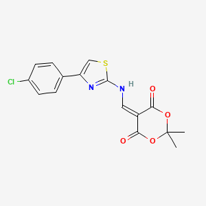 molecular formula C16H13ClN2O4S B3403099 5-(((4-(4-Chlorophenyl)thiazol-2-yl)amino)methylene)-2,2-dimethyl-1,3-dioxane-4,6-dione CAS No. 1105215-84-6
