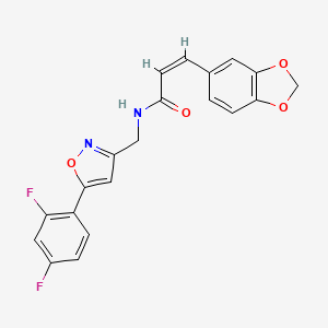molecular formula C20H14F2N2O4 B3403107 (Z)-3-(benzo[d][1,3]dioxol-5-yl)-N-((5-(2,4-difluorophenyl)isoxazol-3-yl)methyl)acrylamide CAS No. 1105220-17-4