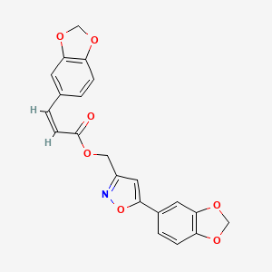 molecular formula C21H15NO7 B3403115 (Z)-(5-(benzo[d][1,3]dioxol-5-yl)isoxazol-3-yl)methyl 3-(benzo[d][1,3]dioxol-5-yl)acrylate CAS No. 1105220-24-3