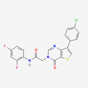 molecular formula C20H12ClF2N3O2S B3403137 2-[7-(4-chlorophenyl)-4-oxothieno[3,2-d]pyrimidin-3(4H)-yl]-N-(2,4-difluorophenyl)acetamide CAS No. 1105222-83-0