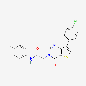 molecular formula C21H16ClN3O2S B3403142 2-[7-(4-chlorophenyl)-4-oxothieno[3,2-d]pyrimidin-3(4H)-yl]-N-(4-methylphenyl)acetamide CAS No. 1105222-95-4