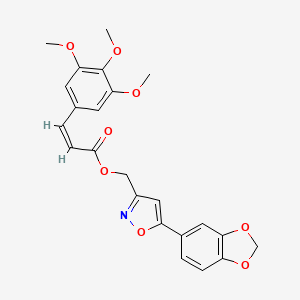 molecular formula C23H21NO8 B3403190 (Z)-(5-(benzo[d][1,3]dioxol-5-yl)isoxazol-3-yl)methyl 3-(3,4,5-trimethoxyphenyl)acrylate CAS No. 1105233-30-4
