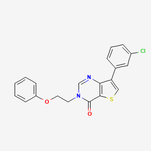 molecular formula C20H15ClN2O2S B3403210 7-(3-chlorophenyl)-3-(2-phenoxyethyl)thieno[3,2-d]pyrimidin-4(3H)-one CAS No. 1105238-07-0