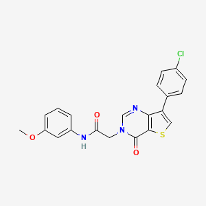 molecular formula C21H16ClN3O3S B3403239 2-[7-(4-chlorophenyl)-4-oxothieno[3,2-d]pyrimidin-3(4H)-yl]-N-(3-methoxyphenyl)acetamide CAS No. 1105241-99-3