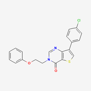 molecular formula C20H15ClN2O2S B3403246 7-(4-chlorophenyl)-3-(2-phenoxyethyl)thieno[3,2-d]pyrimidin-4(3H)-one CAS No. 1105242-31-6