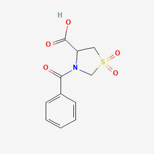 molecular formula C11H11NO5S B3403263 3-Benzoyl-1,3-thiazolidine-4-carboxylic acid 1,1-dioxide CAS No. 1105682-82-3