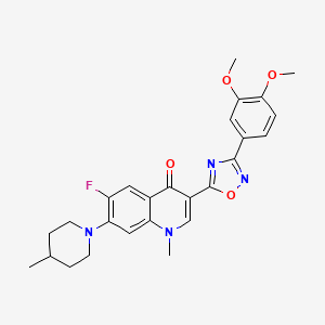 3-(3-(3,4-dimethoxyphenyl)-1,2,4-oxadiazol-5-yl)-6-fluoro-1-methyl-7-(4-methylpiperidin-1-yl)quinolin-4(1H)-one