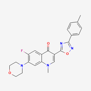 molecular formula C23H21FN4O3 B3403277 6-fluoro-1-methyl-7-morpholino-3-(3-(p-tolyl)-1,2,4-oxadiazol-5-yl)quinolin-4(1H)-one CAS No. 1111158-14-5