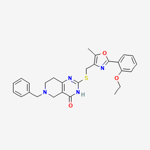 molecular formula C27H28N4O3S B3403287 6-benzyl-2-(((2-(2-ethoxyphenyl)-5-methyloxazol-4-yl)methyl)thio)-5,6,7,8-tetrahydropyrido[4,3-d]pyrimidin-4(3H)-one CAS No. 1112300-82-9