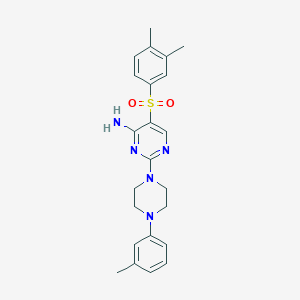 molecular formula C23H27N5O2S B3403297 1-Cyclohexyl-4-{[5-(3-oxo-3-pyrrolidin-1-ylpropyl)-2-thienyl]carbonyl}piperazine CAS No. 1112306-41-8