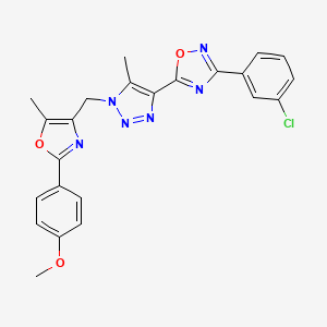 molecular formula C23H19ClN6O3 B3403303 3-(3-chlorophenyl)-5-(1-{[2-(4-methoxyphenyl)-5-methyl-1,3-oxazol-4-yl]methyl}-5-methyl-1H-1,2,3-triazol-4-yl)-1,2,4-oxadiazole CAS No. 1112314-12-1