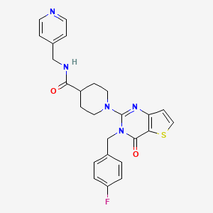 N-cyclopentyl-3-(4-{2-[(4-fluorophenyl)amino]-2-oxoethyl}-3-oxo-3,4-dihydroquinoxalin-2-yl)propanamide