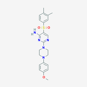 molecular formula C23H27N5O3S B3403404 5-(3,4-Dimethylbenzenesulfonyl)-2-[4-(4-methoxyphenyl)piperazin-1-yl]pyrimidin-4-amine CAS No. 1113103-52-8