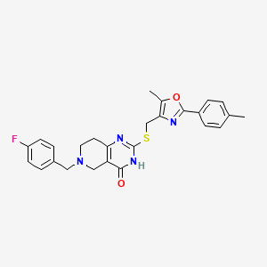 molecular formula C26H25FN4O2S B3403442 6-(4-fluorobenzyl)-2-(((5-methyl-2-(p-tolyl)oxazol-4-yl)methyl)thio)-5,6,7,8-tetrahydropyrido[4,3-d]pyrimidin-4(3H)-one CAS No. 1113122-24-9