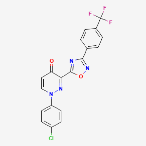 molecular formula C19H10ClF3N4O2 B3403479 1-(4-Chlorophenyl)-3-{3-[4-(trifluoromethyl)phenyl]-1,2,4-oxadiazol-5-yl}-1,4-dihydropyridazin-4-one CAS No. 1115963-64-8