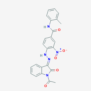 4-[(2E)-2-(1-acetyl-2-oxoindol-3-ylidene)hydrazinyl]-N-(2-methylphenyl)-3-nitrobenzamide