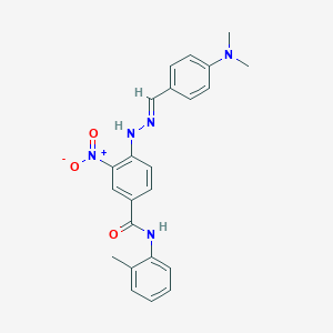 molecular formula C23H23N5O3 B340353 4-{2-[4-(dimethylamino)benzylidene]hydrazino}-3-nitro-N-(2-methylphenyl)benzamide 