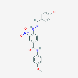 molecular formula C22H20N4O5 B340355 3-nitro-4-[2-(4-methoxybenzylidene)hydrazino]-N-(4-methoxyphenyl)benzamide 