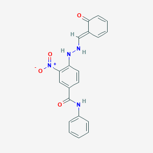 molecular formula C20H16N4O4 B340359 3-nitro-4-[2-[(E)-(6-oxocyclohexa-2,4-dien-1-ylidene)methyl]hydrazinyl]-N-phenylbenzamide 