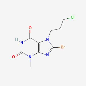 molecular formula C9H10BrClN4O2 B3403592 8-bromo-7-(3-chloropropyl)-3-methyl-1H-purine-2,6(3H,7H)-dione CAS No. 115415-43-5