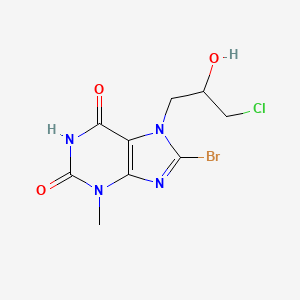 molecular formula C9H10BrClN4O3 B3403594 8-bromo-7-(3-chloro-2-hydroxypropyl)-3-methyl-3,7-dihydro-1H-purine-2,6-dione CAS No. 115415-46-8
