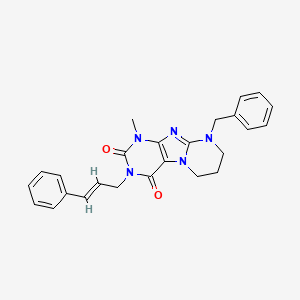 molecular formula C25H25N5O2 B3403600 9-benzyl-3-cinnamyl-1-methyl-6,7,8,9-tetrahydropyrimido[2,1-f]purine-2,4(1H,3H)-dione CAS No. 1164467-69-9