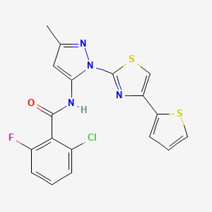 molecular formula C18H12ClFN4OS2 B3403616 2-chloro-6-fluoro-N-(3-methyl-1-(4-(thiophen-2-yl)thiazol-2-yl)-1H-pyrazol-5-yl)benzamide CAS No. 1170037-34-9