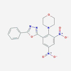molecular formula C18H15N5O6 B340362 4-[2,4-Dinitro-6-(5-phenyl-1,3,4-oxadiazol-2-yl)phenyl]morpholine 