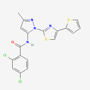 molecular formula C18H12Cl2N4OS2 B3403640 2,4-dichloro-N-(3-methyl-1-(4-(thiophen-2-yl)thiazol-2-yl)-1H-pyrazol-5-yl)benzamide CAS No. 1170786-71-6